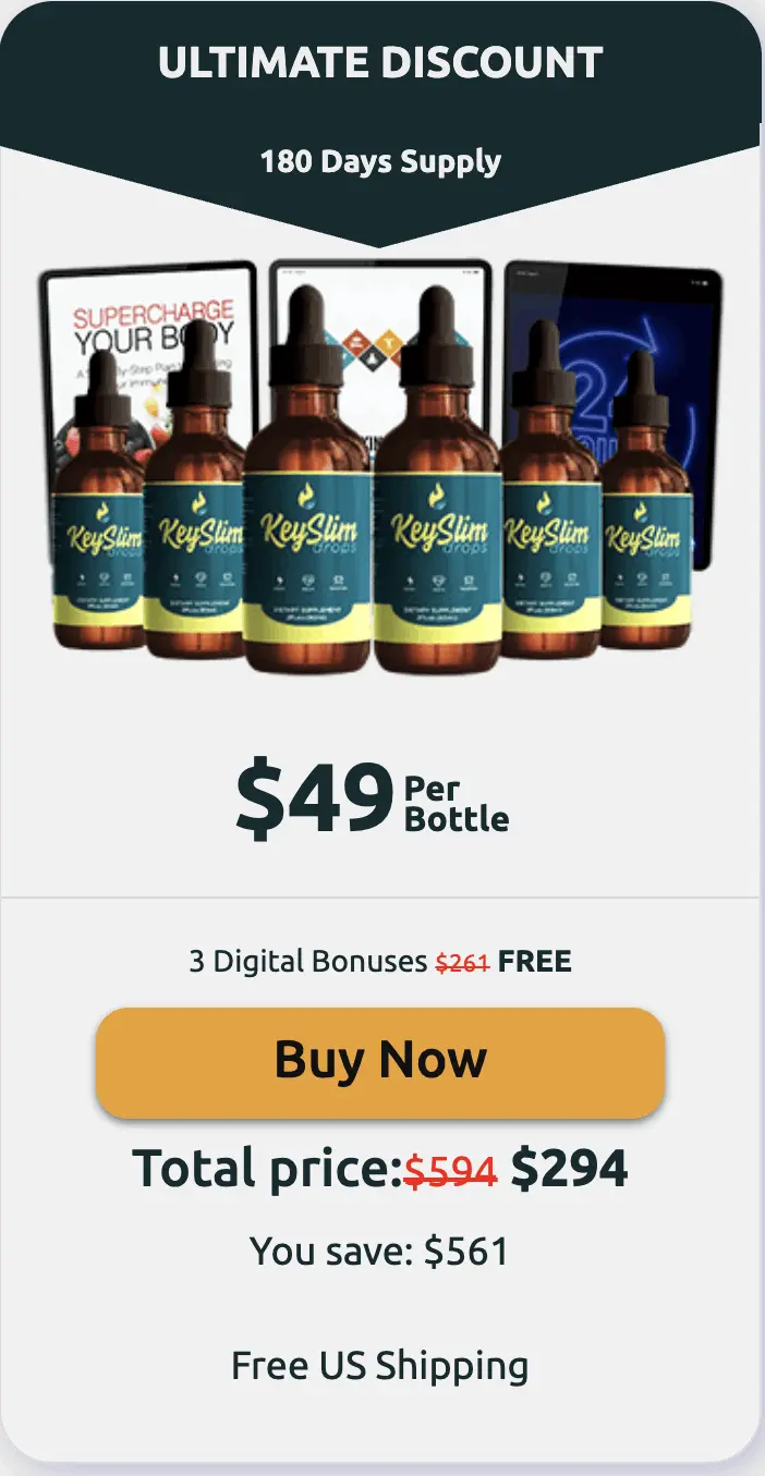 KeySlim Drops 6 bottles pricing